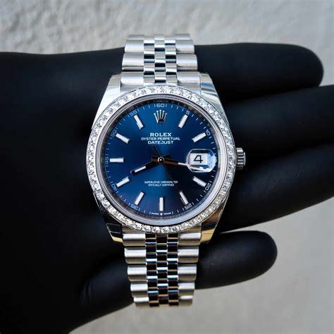 rolex datejust 41mm blue dial jubilee|rolex datejust diamond bezel 41mm.